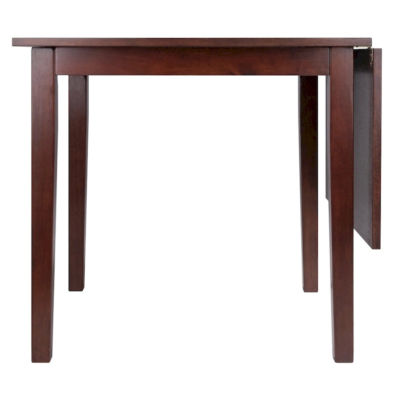 Table à manger extensible en bois noyer brun avec abattants et pieds droits