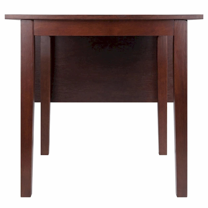 Table à manger extensible en bois noyer brun avec abattants et pieds droits