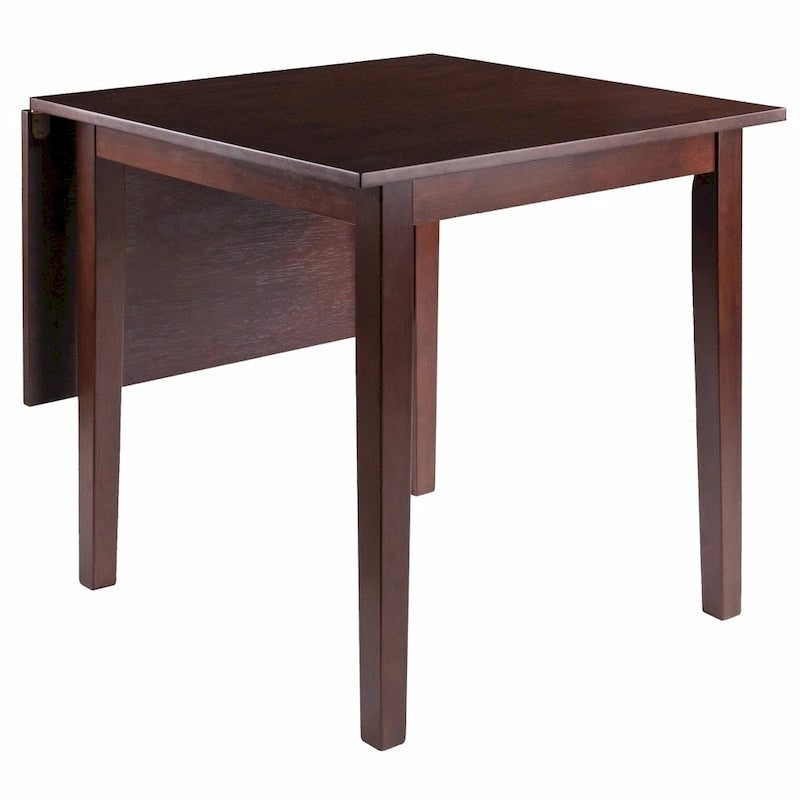 Table à manger extensible en bois noyer brun avec abattants et pieds droits