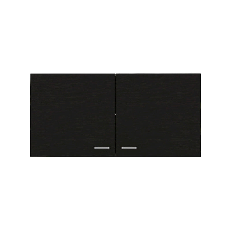 Meuble de rangement mural double porte blanc/noir avec poignées en métal