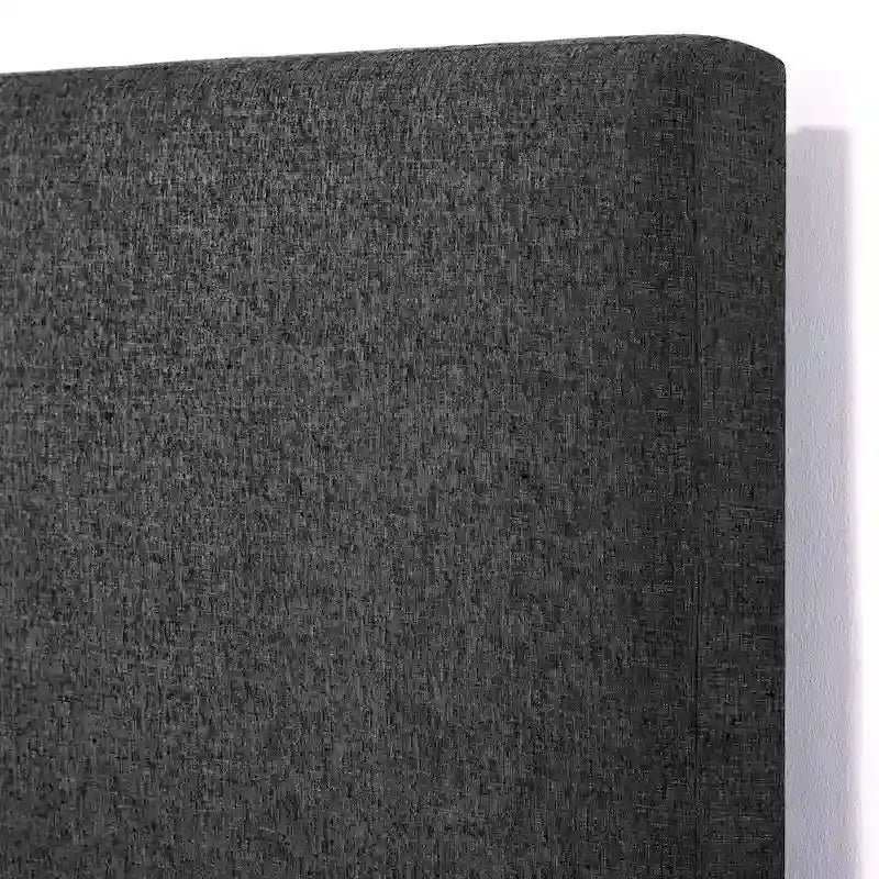 Lit plateforme rembourré gris foncé avec tête de lit capitonnée haute