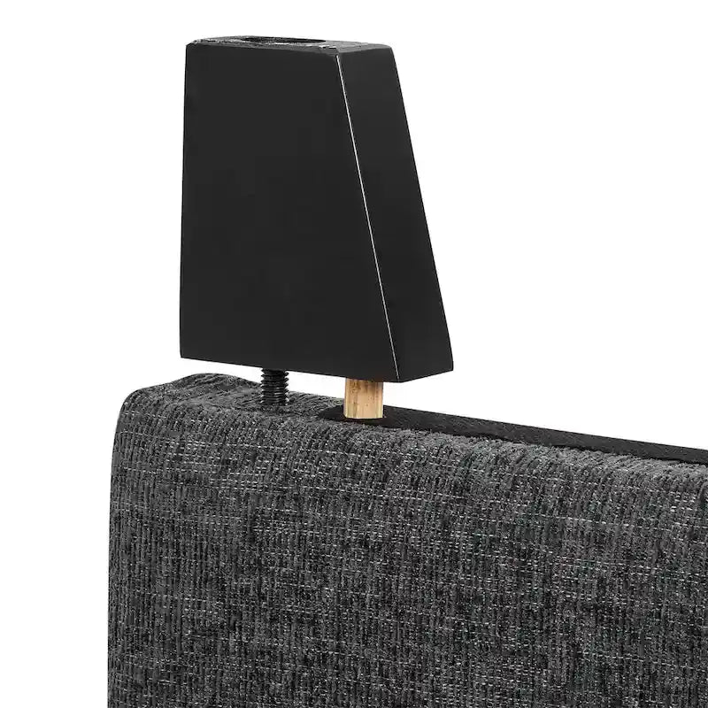 Lit plateforme rembourré gris foncé avec tête de lit capitonnée haute