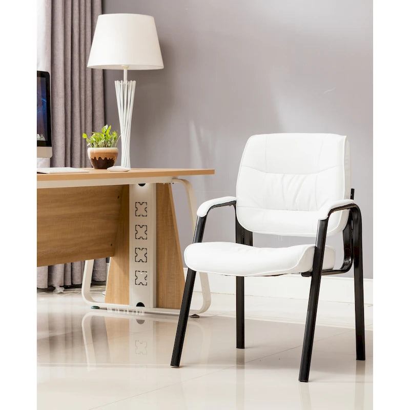 Fauteuil de bureau en similicuir rembourré avec accoudoirs pour invités, réception ou conférence