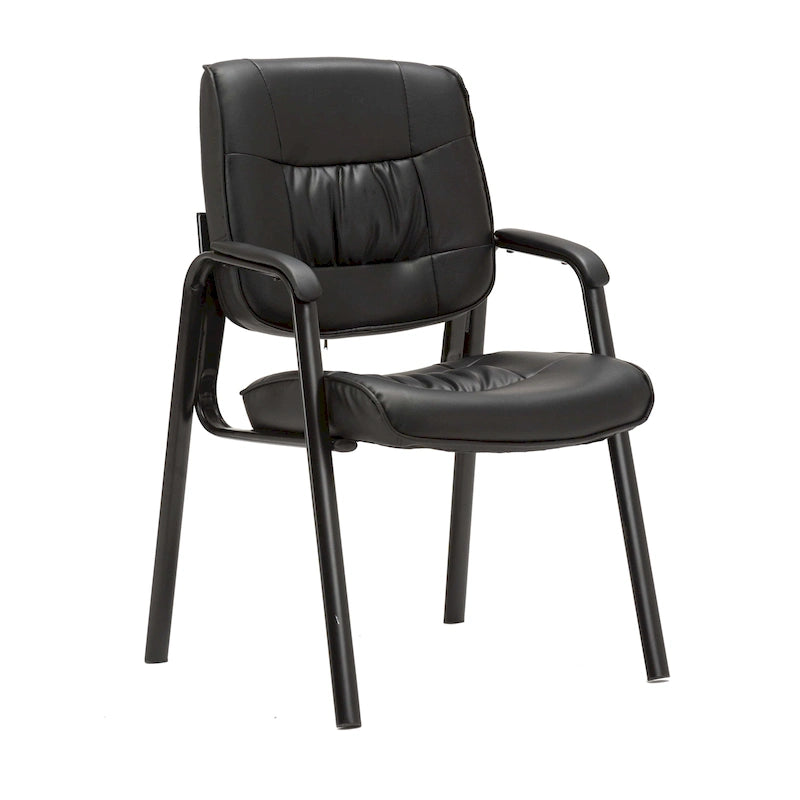 Fauteuil de bureau en similicuir rembourré avec accoudoirs pour invités, réception ou conférence