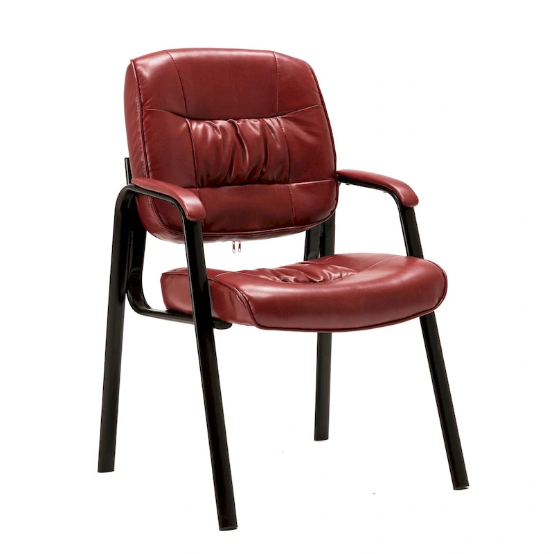 Fauteuil de bureau en similicuir rembourré avec accoudoirs pour invités, réception ou conférence