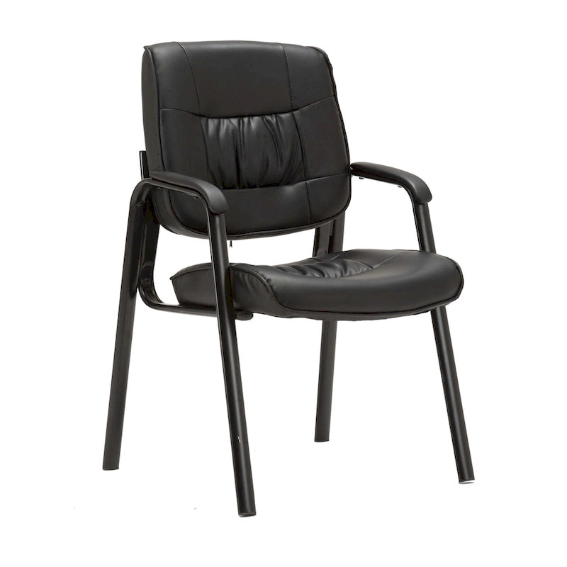 Fauteuil de bureau en similicuir rembourré avec accoudoirs pour invités, réception ou conférence