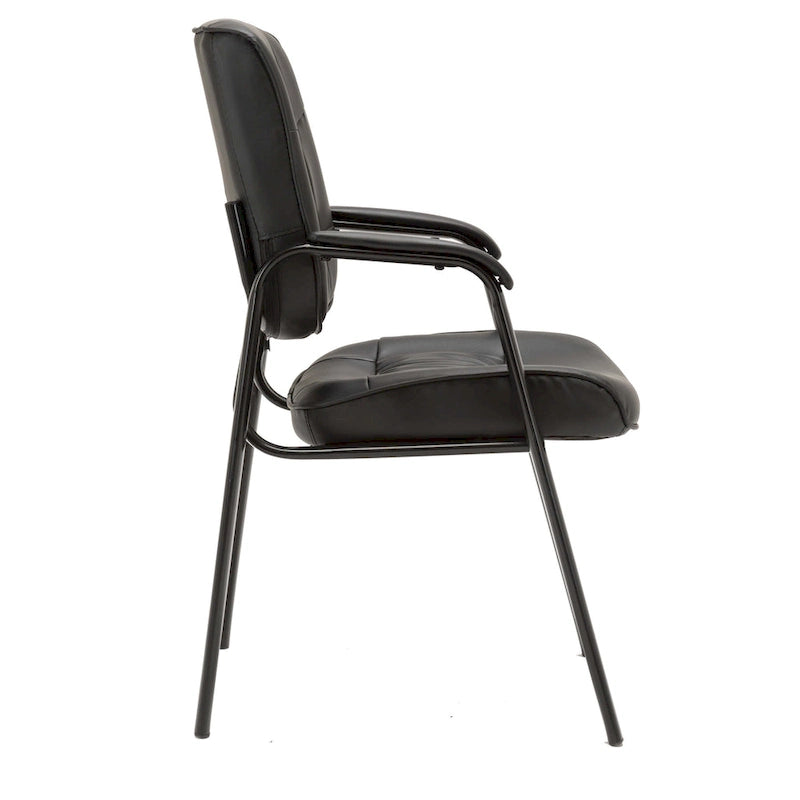 Fauteuil de bureau en similicuir rembourré avec accoudoirs pour invités, réception ou conférence