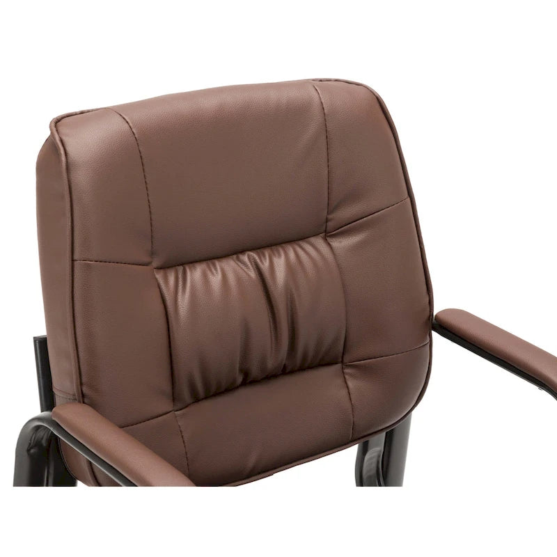 Fauteuil de bureau en similicuir rembourré avec accoudoirs pour invités, réception ou conférence