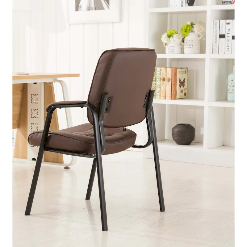 Fauteuil de bureau en similicuir rembourré avec accoudoirs pour invités, réception ou conférence