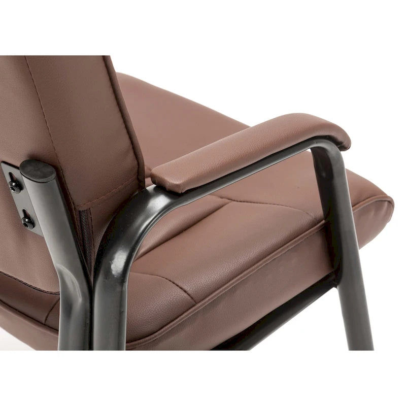 Fauteuil de bureau en similicuir rembourré avec accoudoirs pour invités, réception ou conférence