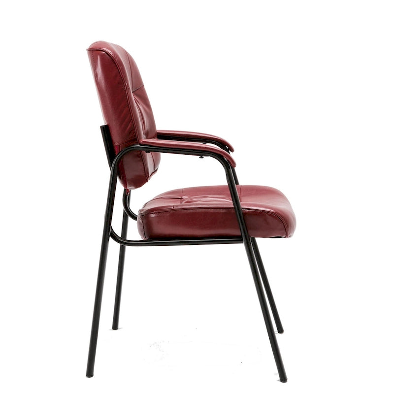 Fauteuil de bureau en similicuir rembourré avec accoudoirs pour invités, réception ou conférence