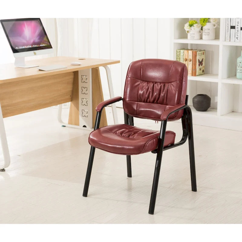 Fauteuil de bureau en similicuir rembourré avec accoudoirs pour invités, réception ou conférence