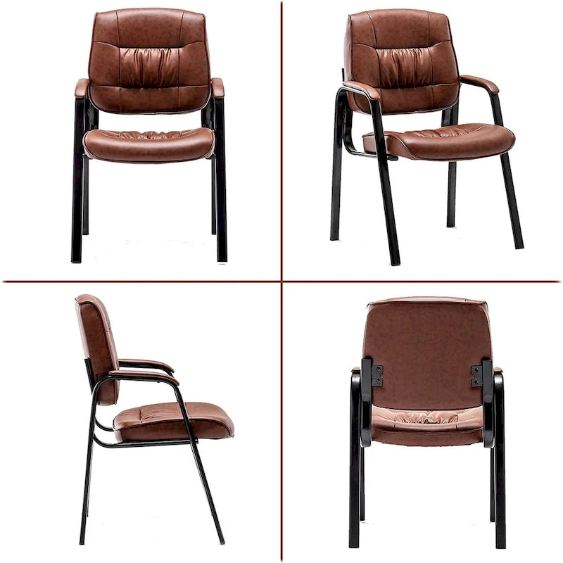 Fauteuil de bureau en similicuir rembourré avec accoudoirs pour invités, réception ou conférence