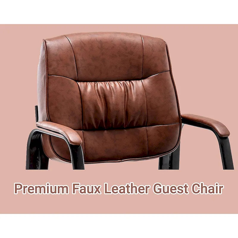 Fauteuil de bureau en similicuir rembourré avec accoudoirs pour invités, réception ou conférence