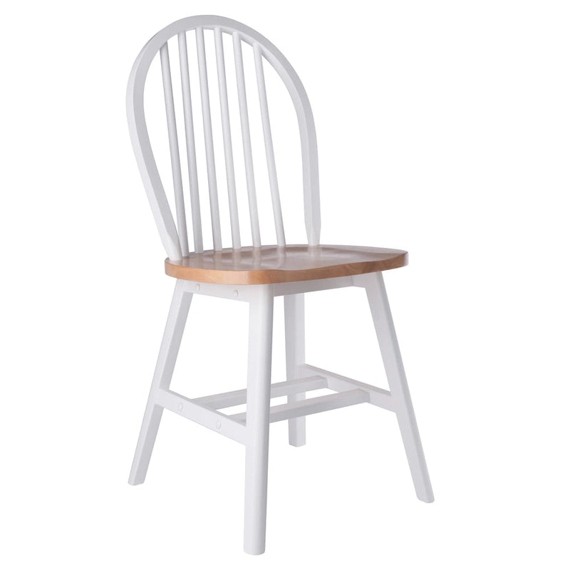 Chaise de salle à manger en bois massif à dossier à barreaux Blanc finition naturelle Style rustique