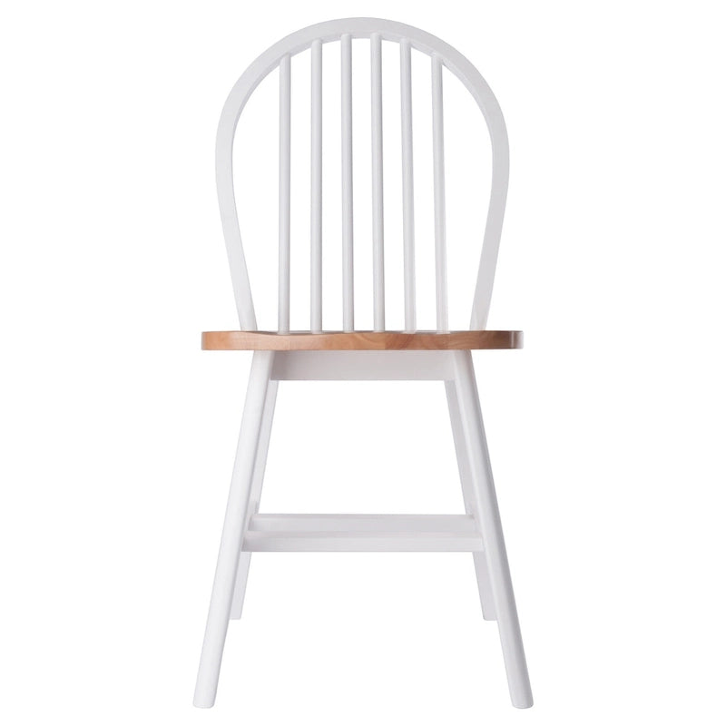 Chaise de salle à manger en bois massif à dossier à barreaux Blanc finition naturelle Style rustique