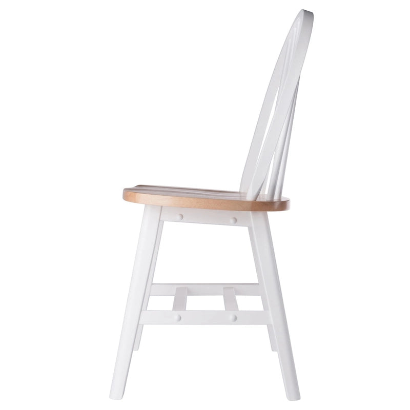 Chaise de salle à manger en bois massif à dossier à barreaux Blanc finition naturelle Style rustique
