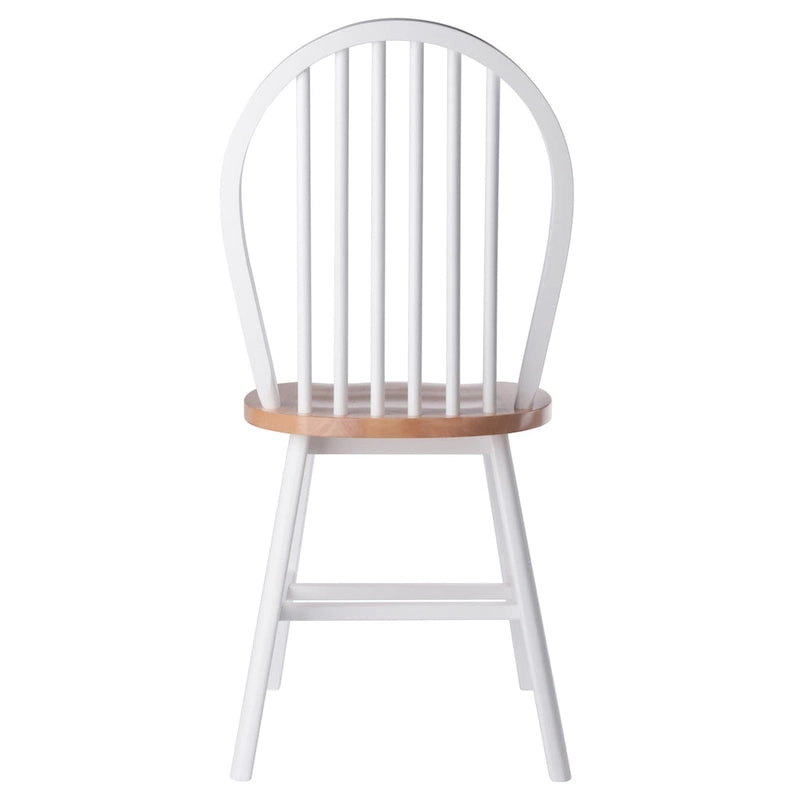 Chaise de salle à manger en bois massif à dossier à barreaux Blanc finition naturelle Style rustique