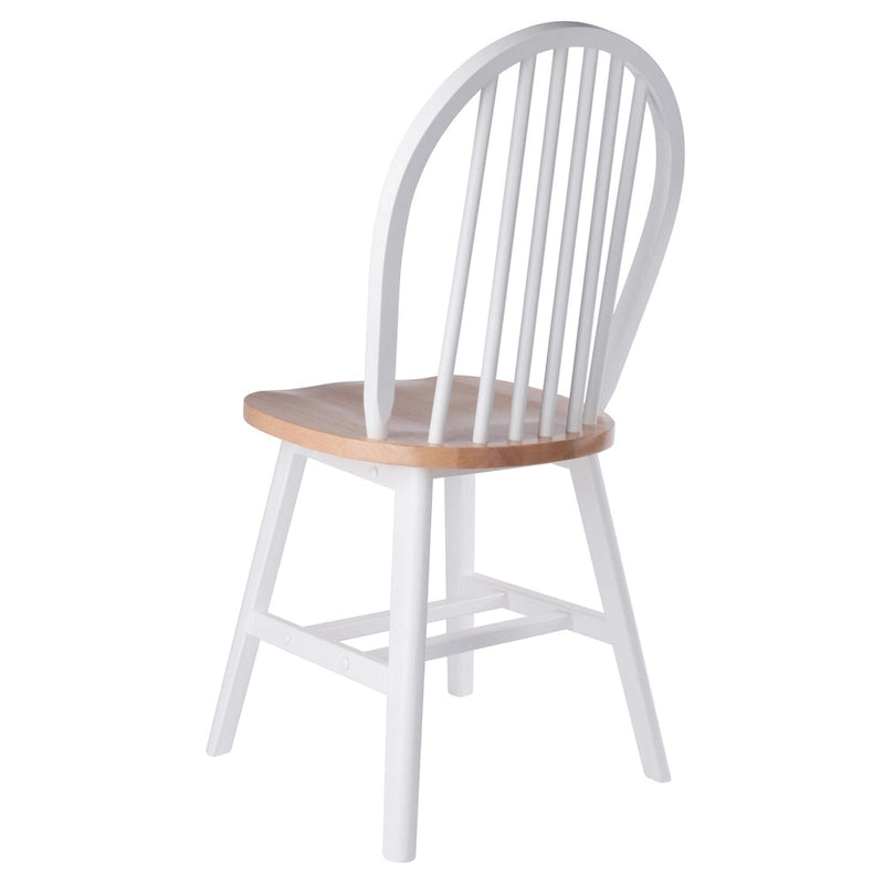 Chaise de salle à manger en bois massif à dossier à barreaux Blanc finition naturelle Style rustique