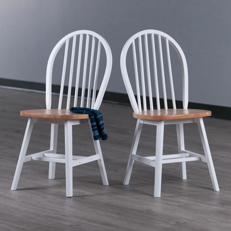 Chaise de salle à manger en bois massif à dossier à barreaux Blanc finition naturelle Style rustique