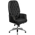 Chaise de bureau ergonomique pivotante en cuir capitonné noir à dossier haut de direction