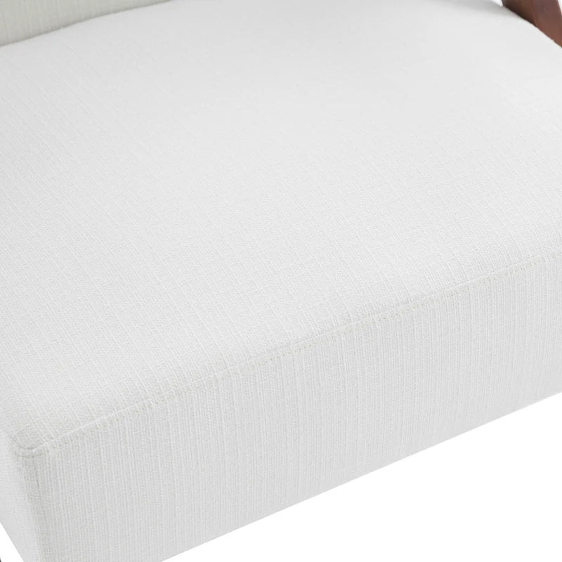 Fauteuil d'appoint rembourré du milieu du siècle avec cadre en bois massif, gris, blanc, bleu