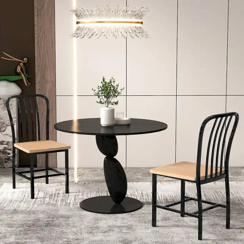 Chaise de salle à manger en métal blanc à dossier fuseau avec assise en bois naturel