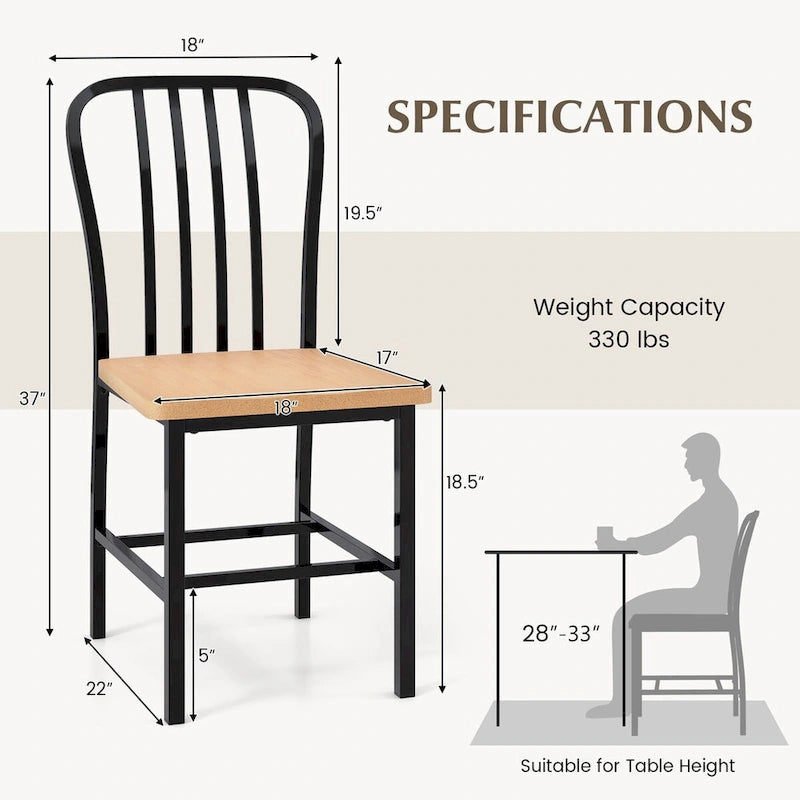 Chaise de salle à manger en métal blanc à dossier fuseau avec assise en bois naturel