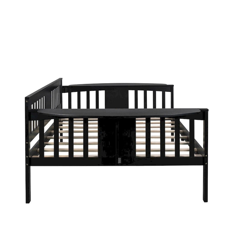 Cadre de lit de repos en bois expresso avec table d'appoint et support à lattes