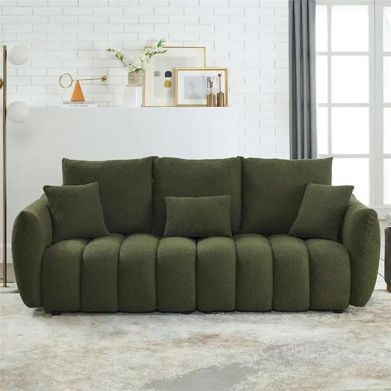 Canapé en tissu Teddy Beige Vert Noir en Velours pour Salon