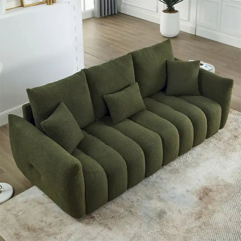 Canapé en tissu Teddy Beige Vert Noir en Velours pour Salon