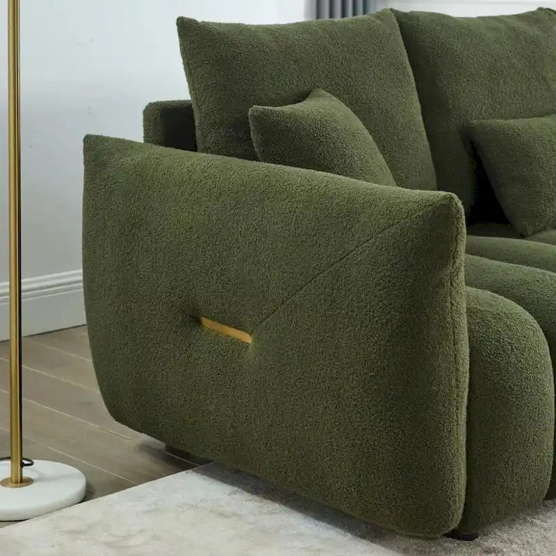 Canapé en tissu Teddy Beige Vert Noir en Velours pour Salon