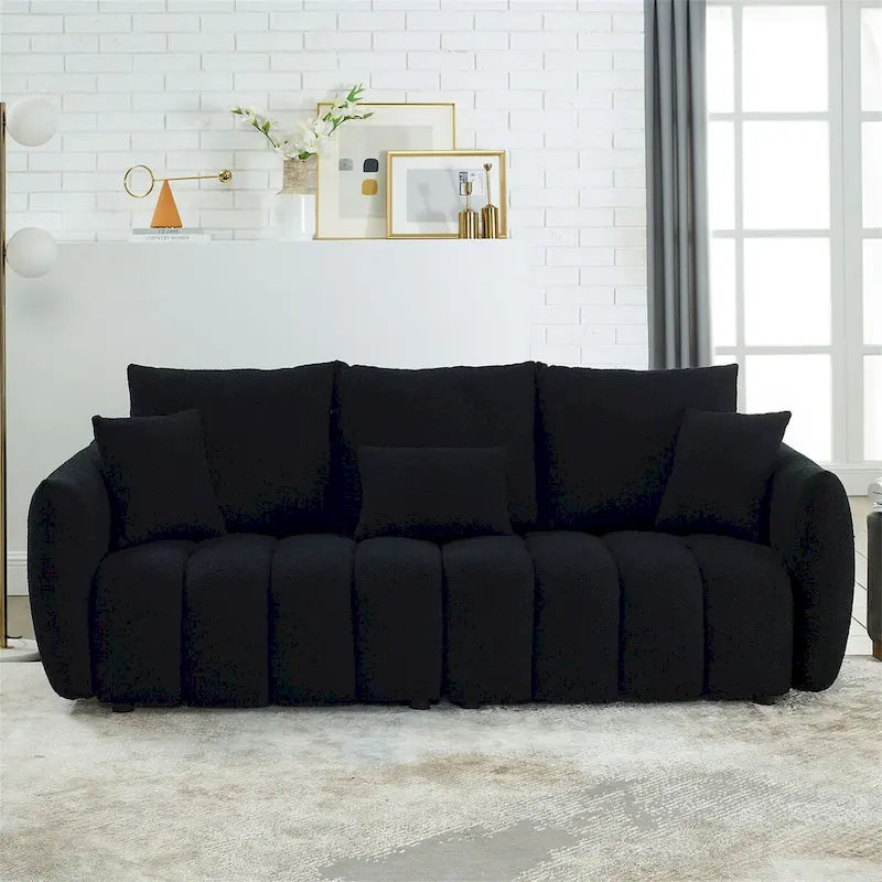Canapé en tissu Teddy Beige Vert Noir en Velours pour Salon