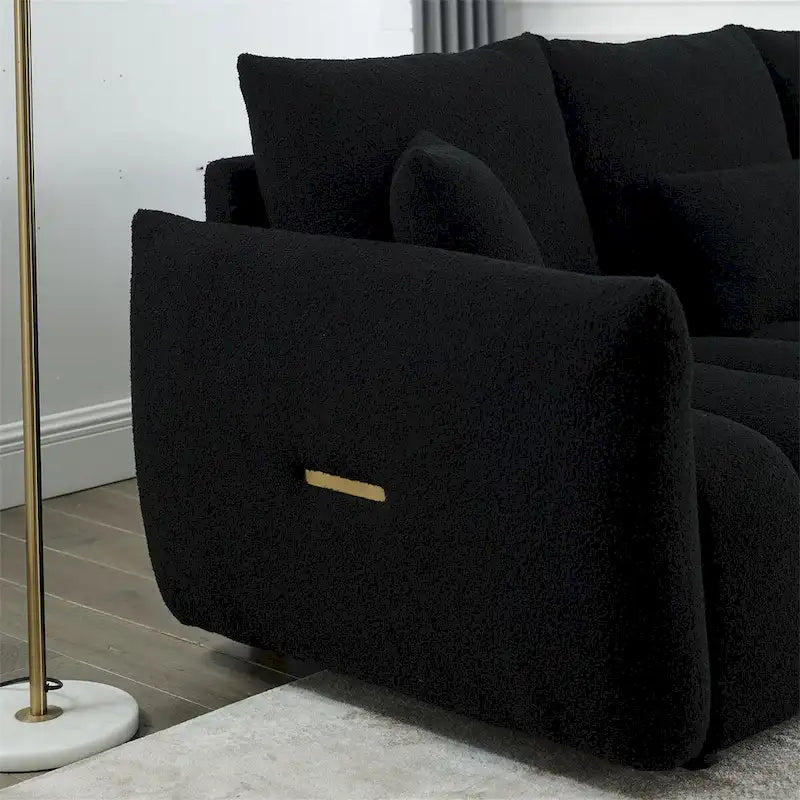 Canapé en tissu Teddy Beige Vert Noir en Velours pour Salon