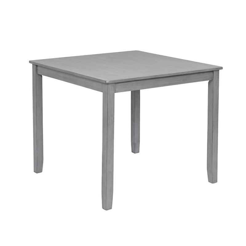 Table à manger carrée en bois massif pour quatre avec pieds fuselés Noyer Gris
