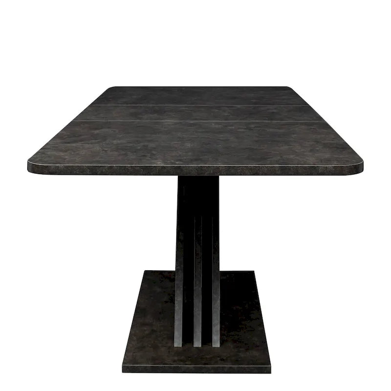 Table de salle à manger extensible marron foncé avec piétement géométrique en X