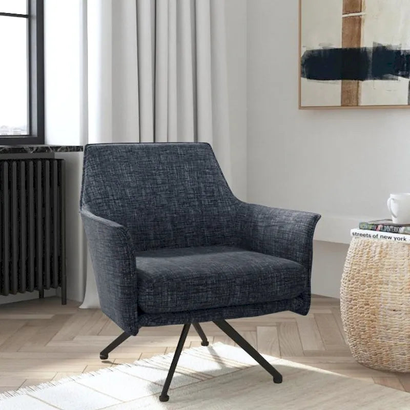 Fauteuil d'appoint pivotant rembourré tissé gris avec pieds en métal