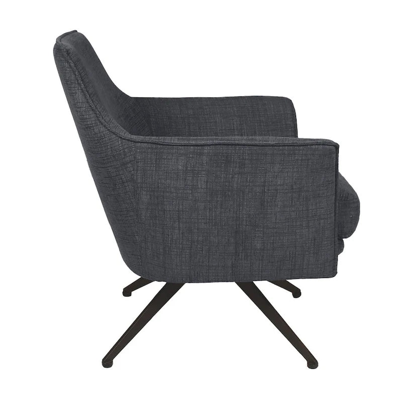 Fauteuil d'appoint pivotant rembourré tissé gris avec pieds en métal