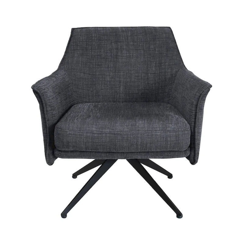 Fauteuil d'appoint pivotant rembourré tissé gris avec pieds en métal