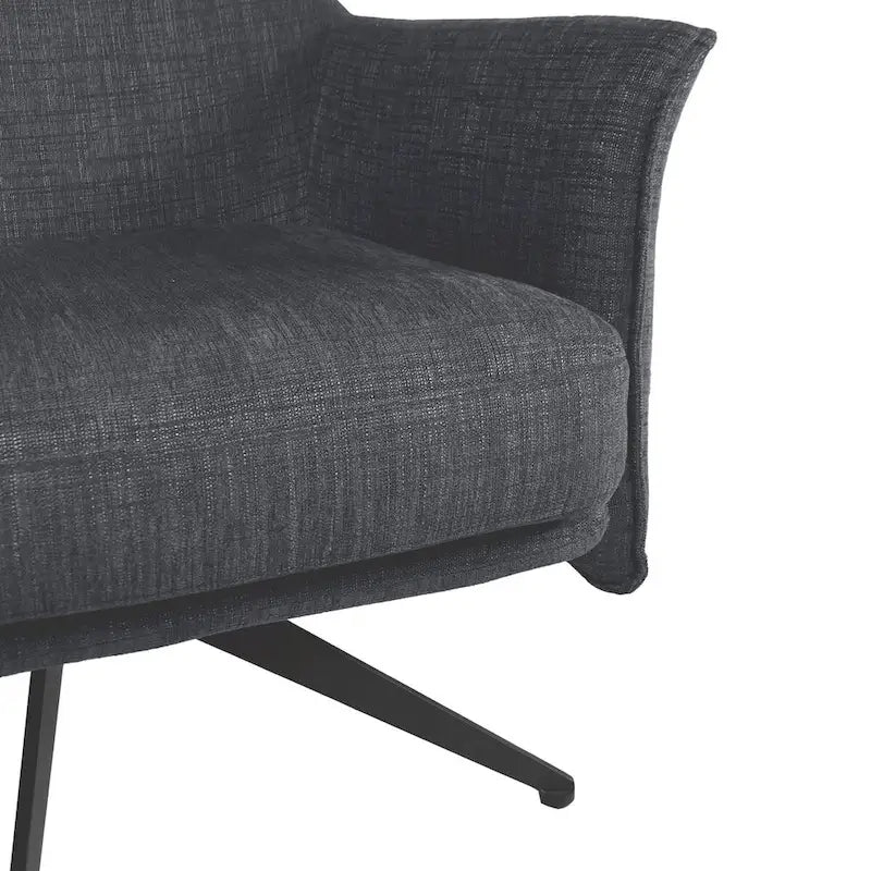Fauteuil d'appoint pivotant rembourré tissé gris avec pieds en métal