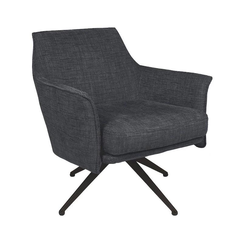 Fauteuil d'appoint pivotant rembourré tissé gris avec pieds en métal