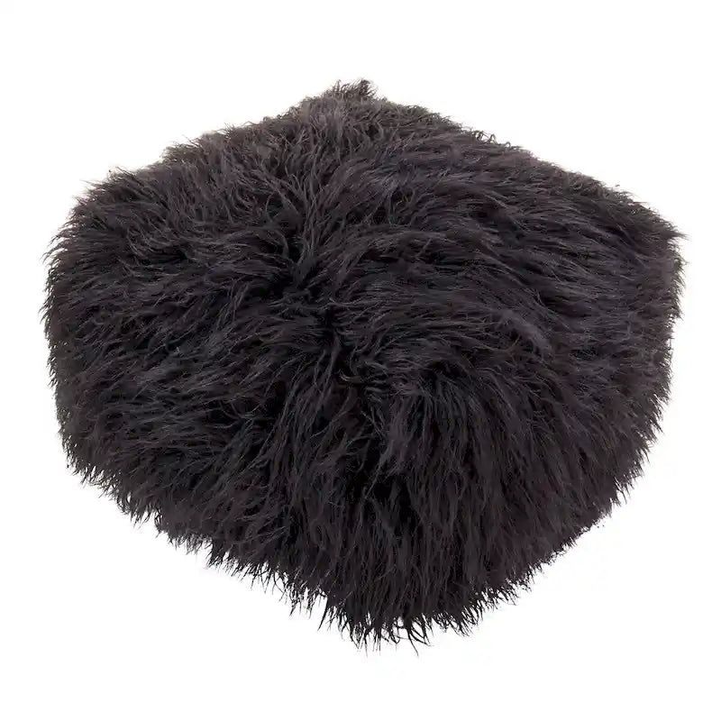 Pouf Repose-pied Rond Doux en Fausse Fourrure Moelleuse