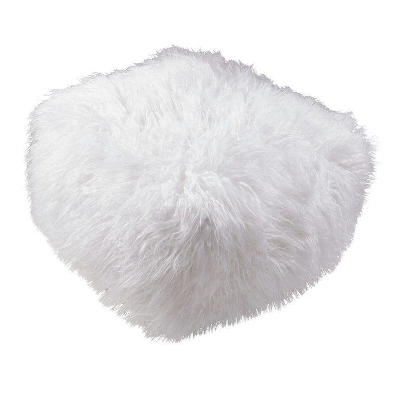 Pouf Repose-pied Rond Doux en Fausse Fourrure Moelleuse