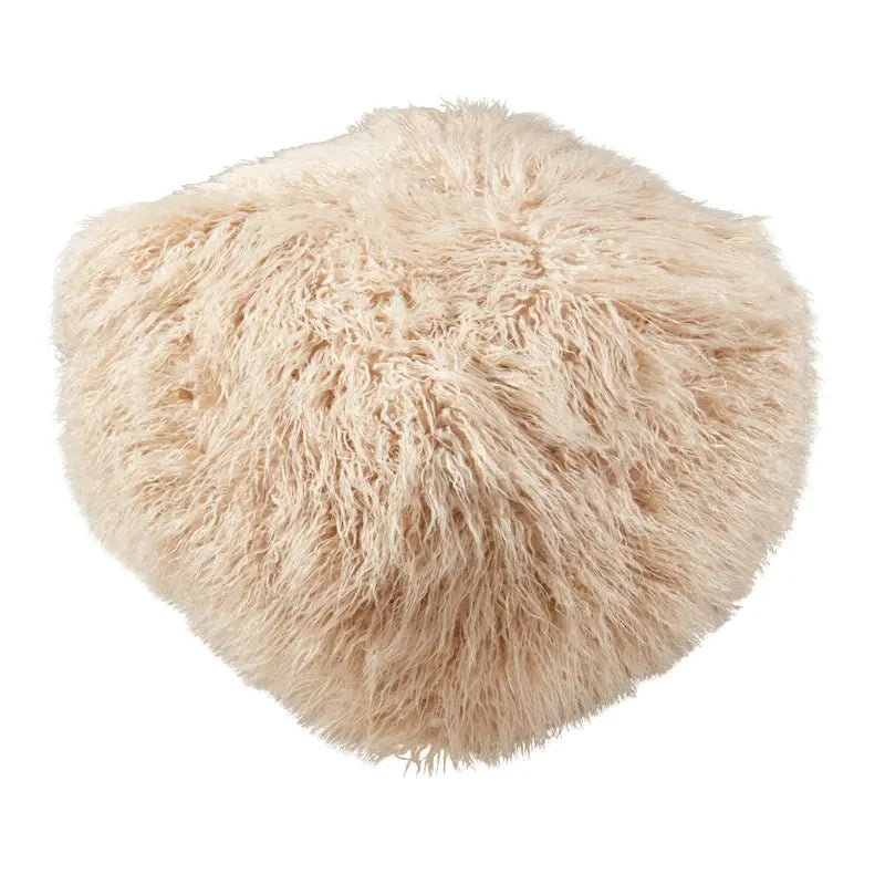 Pouf Repose-pied Rond Doux en Fausse Fourrure Moelleuse