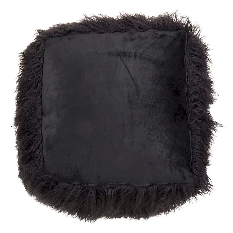 Pouf Repose-pied Rond Doux en Fausse Fourrure Moelleuse