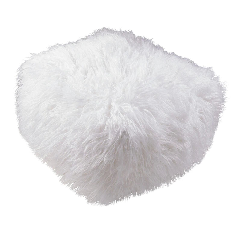 Pouf Repose-pied Rond Doux en Fausse Fourrure Moelleuse