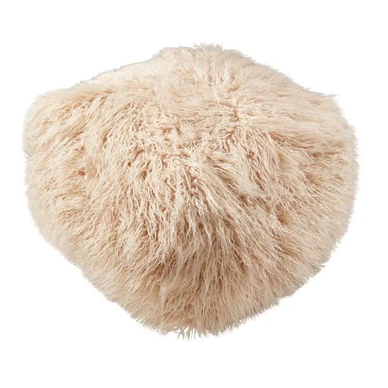 Pouf Repose-pied Rond Doux en Fausse Fourrure Moelleuse