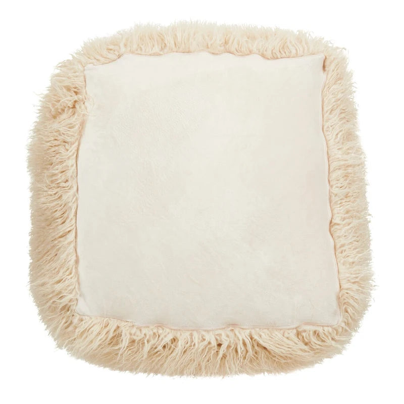 Pouf Repose-pied Rond Doux en Fausse Fourrure Moelleuse