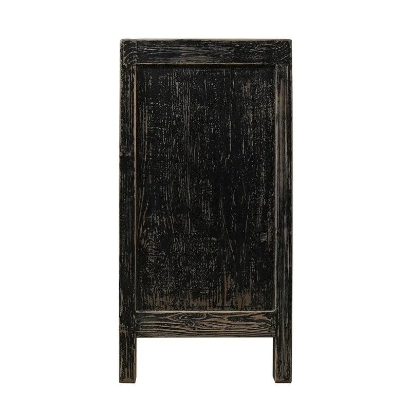 Armoire de rangement en bois noir vieilli à deux portes au style rustique vintage