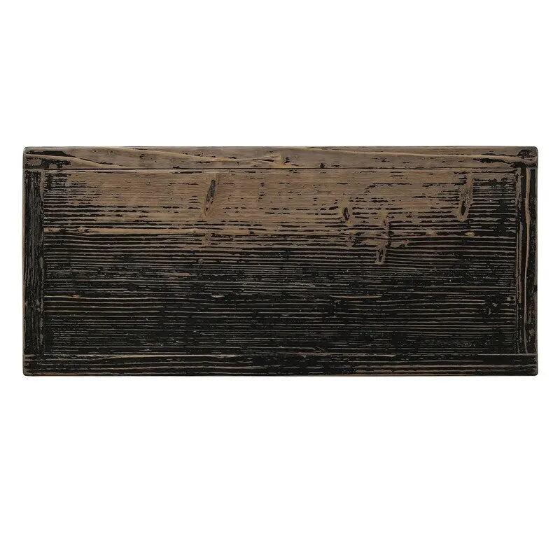 Armoire de rangement en bois noir vieilli à deux portes au style rustique vintage